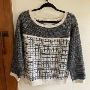 LOFT Wool Blend Sweater Charcoal/Cream (Large)